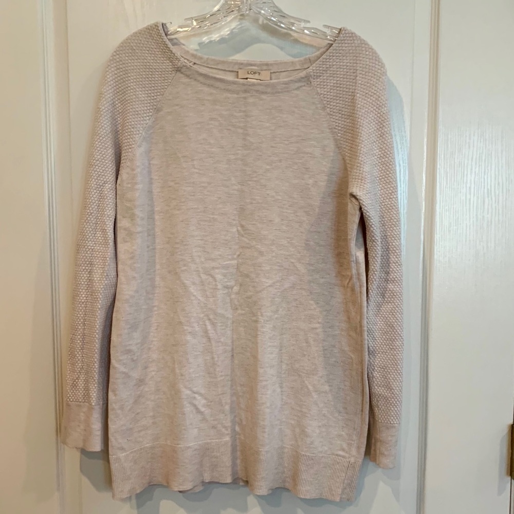 LOFT Heavy knit Cream boat neck top